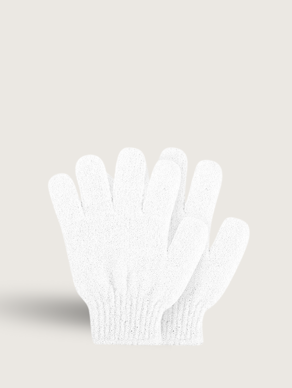 Box Of White Exfoliating Gloves.